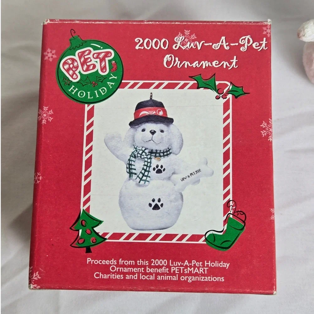 Pet Holiday Luv-A-Pet 2000 Snow Puppy Dog Christmas Ornament‎ & Box Vintage Y2K